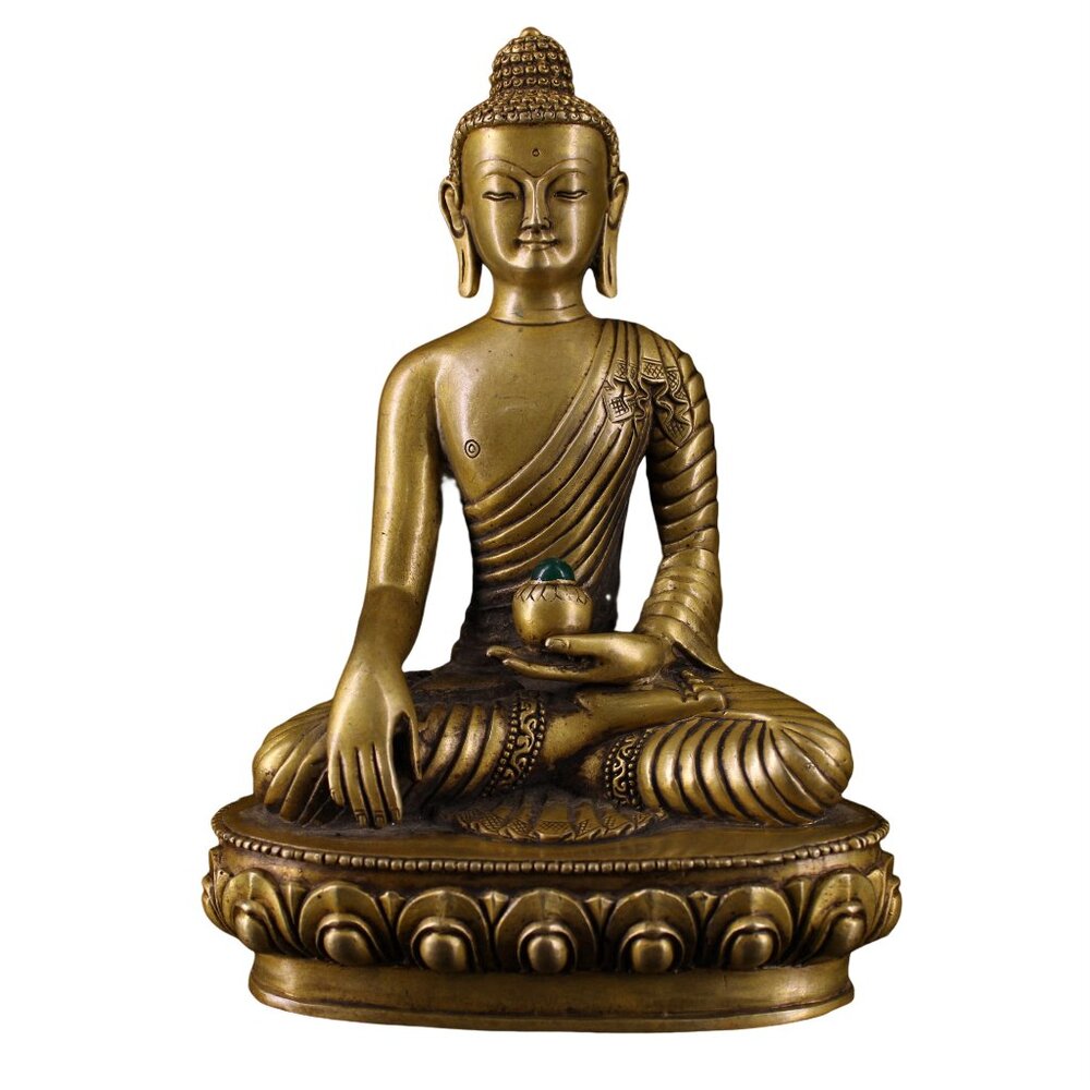 Vintage Tibet Bronze Gautama Buddha Holding Gem